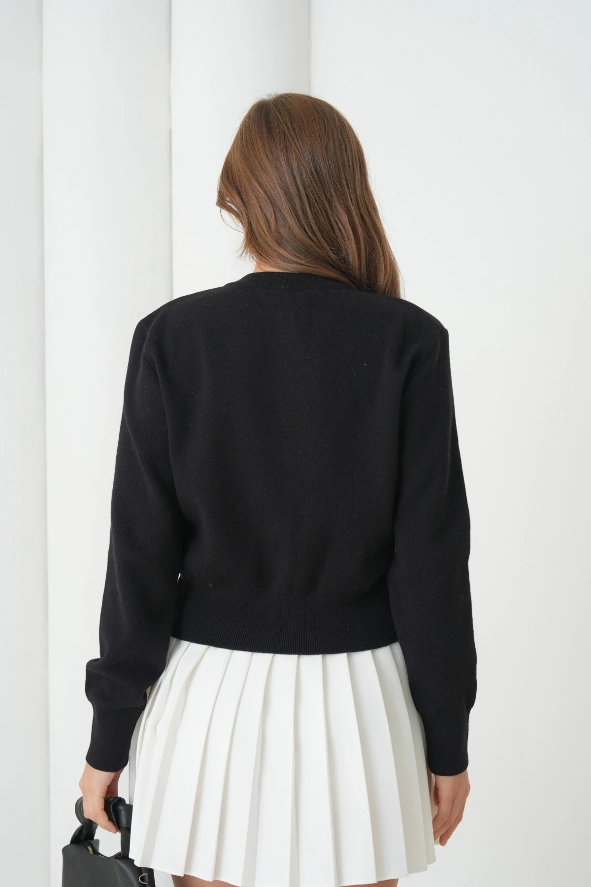 Kadın Bisiklet Yaka Düğme Detylı  Premium İplik Triko Ceket 12319.Crs