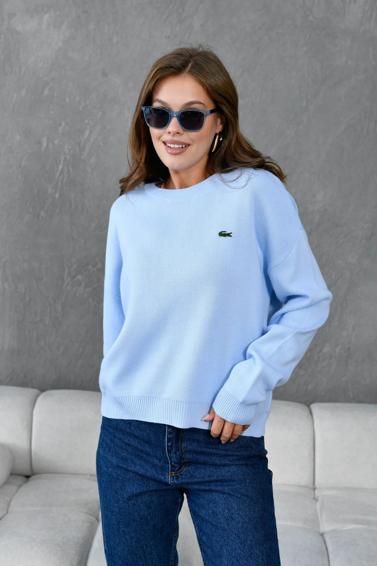 Kadın Bisiklet Yaka Düşük Omuz Salaş Triko Kazak 10946