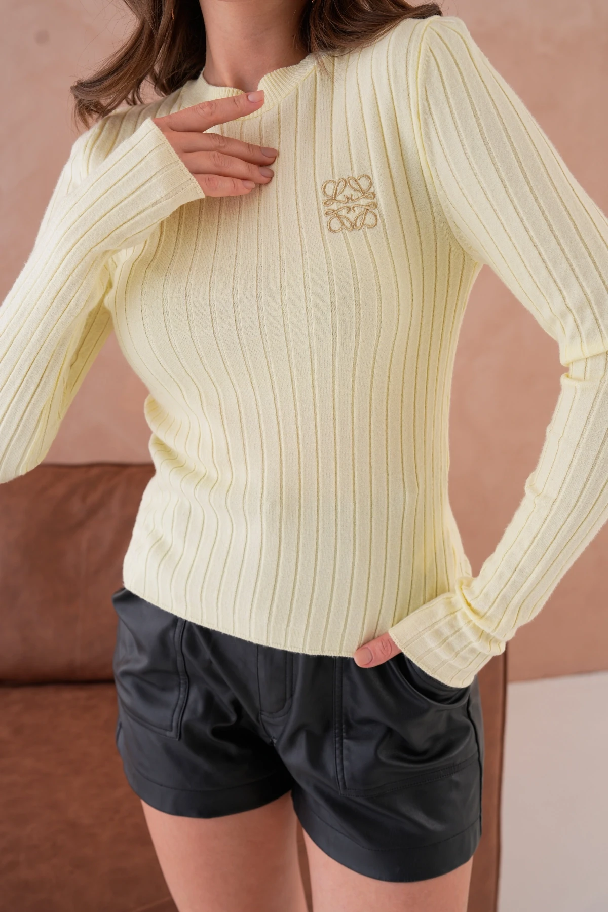 Kadın Bisiklet Yaka Fitilli Premium İplik Triko Kazak 224324