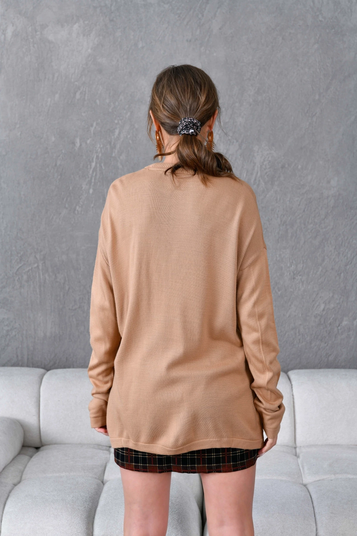 Kadın Bisiklet Yaka Nakış işlemeli Mevsimlik Triko Kazak 224293