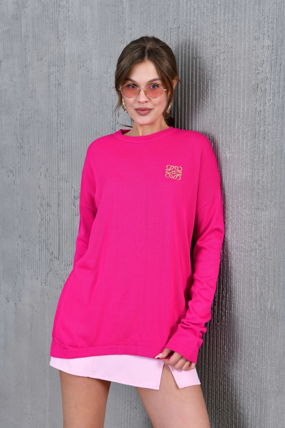 Kadın Bisiklet Yaka Nakış işlemeli Mevsimlik Triko Kazak 224293