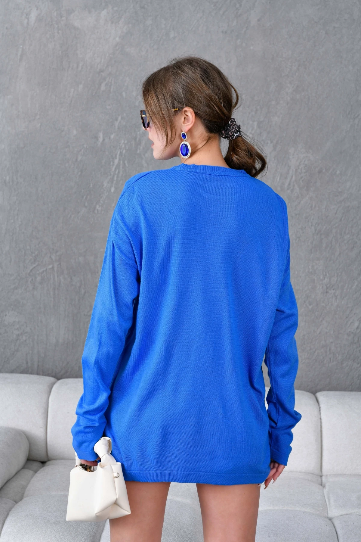 Kadın Bisiklet Yaka Nakış işlemeli Mevsimlik Triko Kazak 224293