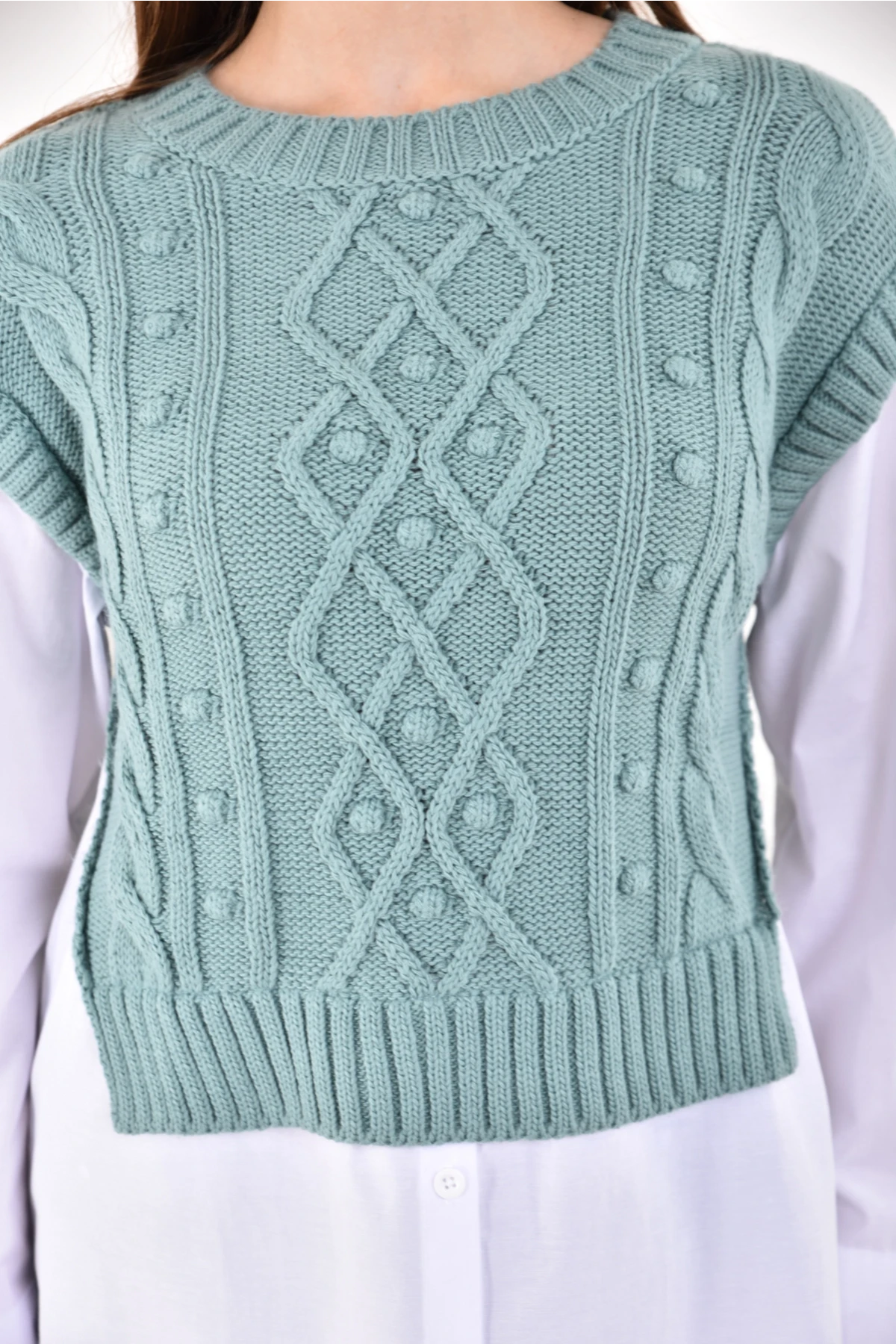 Kadın Bisiklet Yaka Örgü Detay Triko Garnili Gömlek 5821