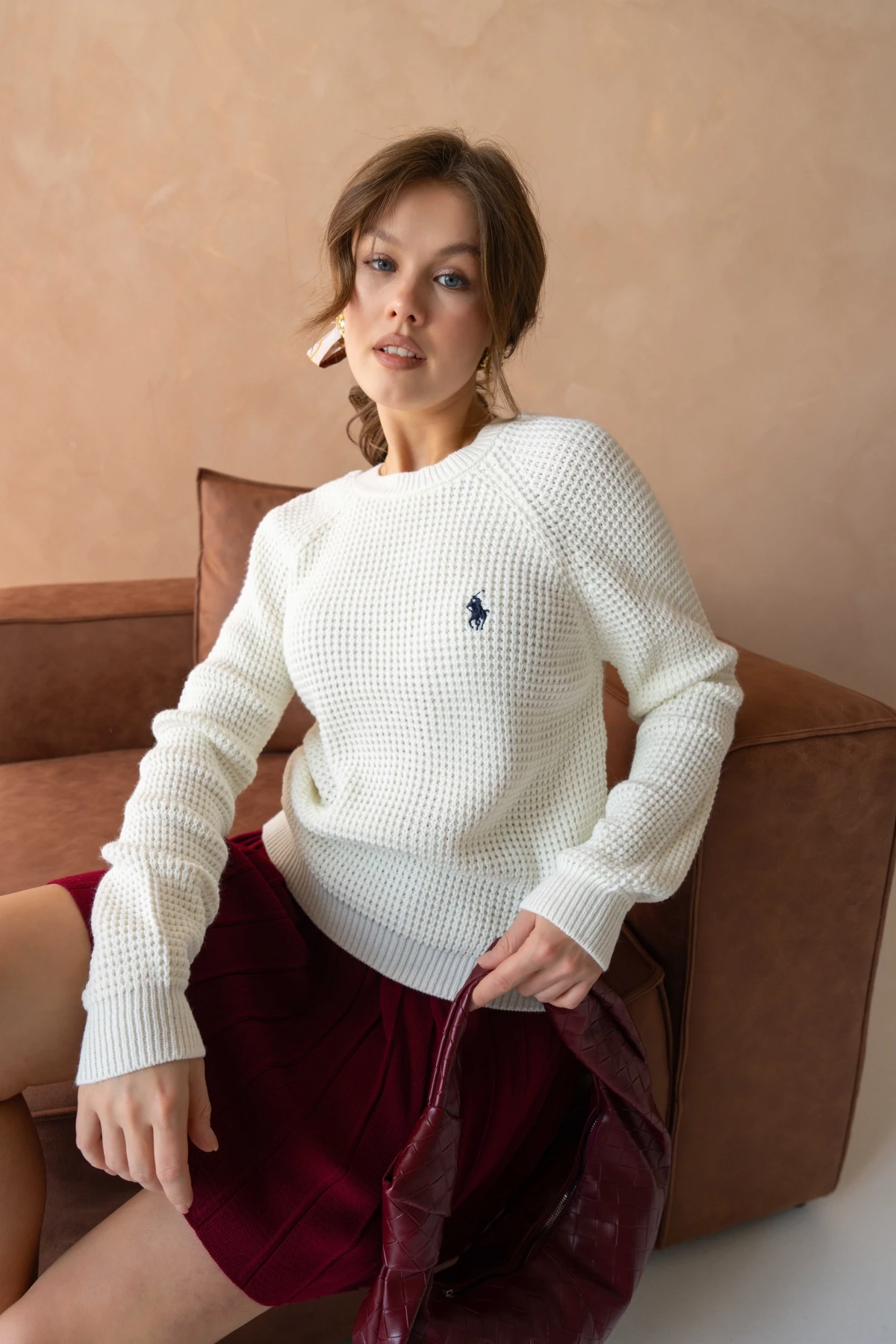 Kadın Bisiklet Yaka Örgü Detay Triko Kazak 227026Sw