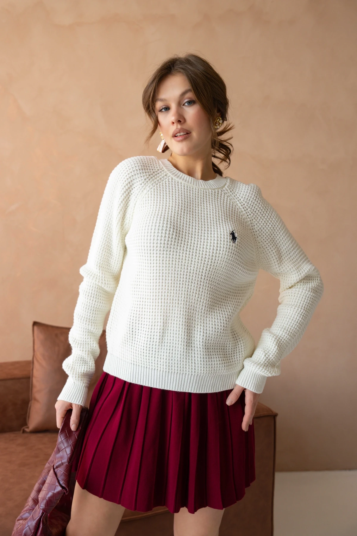 Kadın Bisiklet Yaka Örgü Detay Triko Kazak 227026Sw