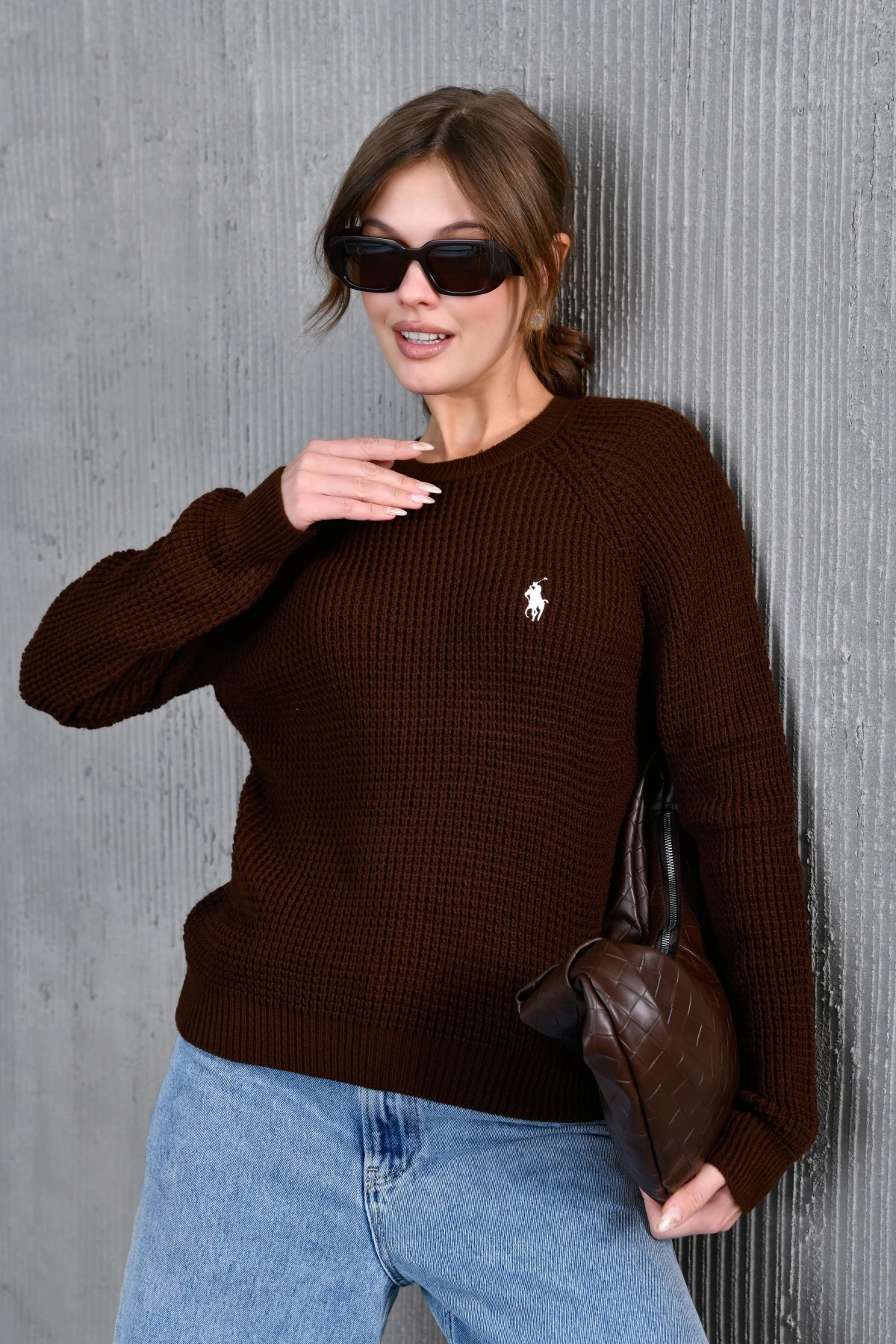 Kadın Bisiklet Yaka Örgü Detay Triko Kazak 227026Sw