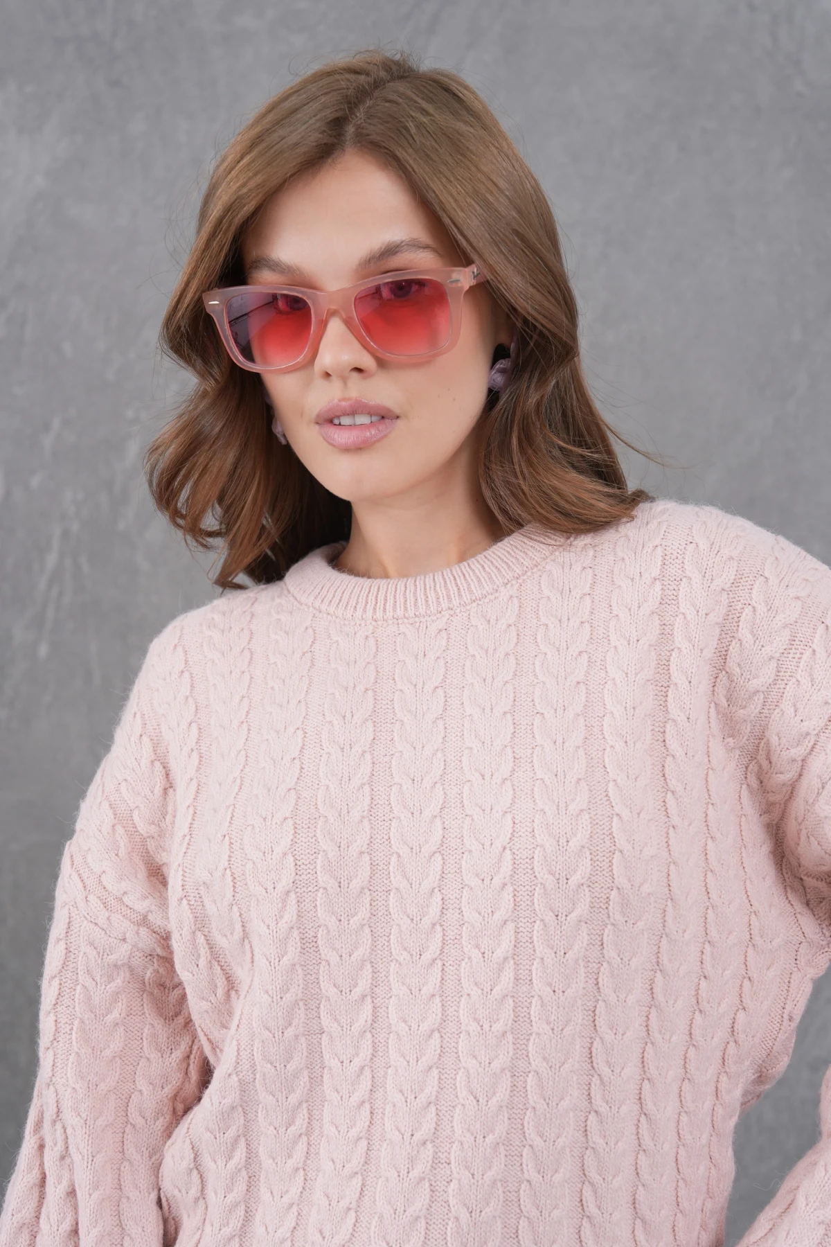 Kadın Bisiklet Yaka Örgü Detay Triko Kazak