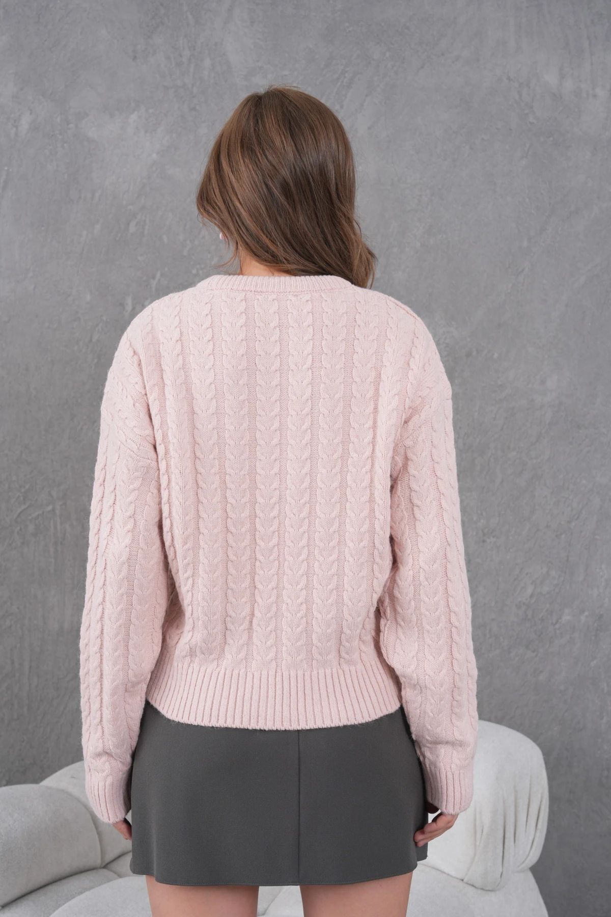 Kadın Bisiklet Yaka Örgü Detay Triko Kazak