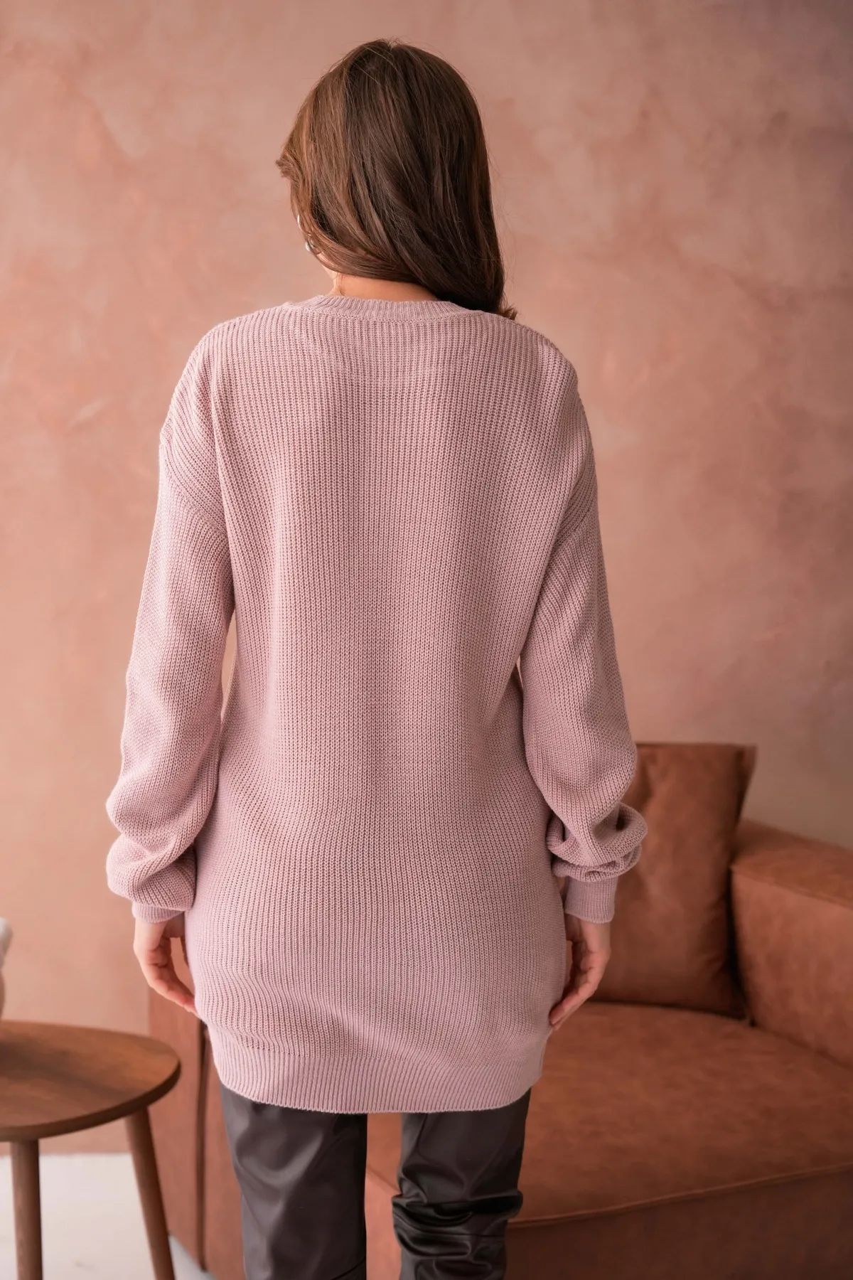 Kadın Bisiklet Yaka Selanik Örgü Nakışlı Triko Tunik 8492