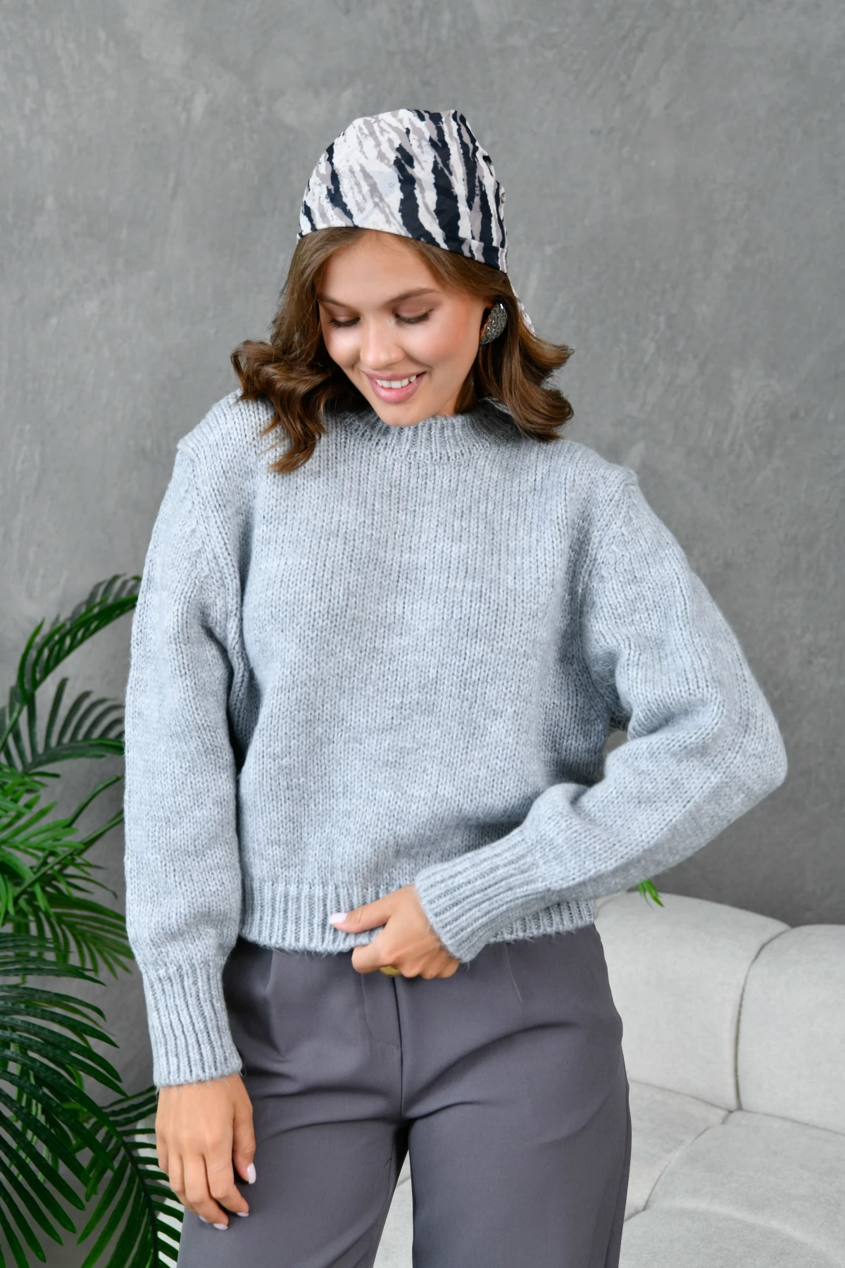 Kadın Bisiklet Yaka Selanik  Örgü Yumuşak Dokulu Triko Kazak 3014