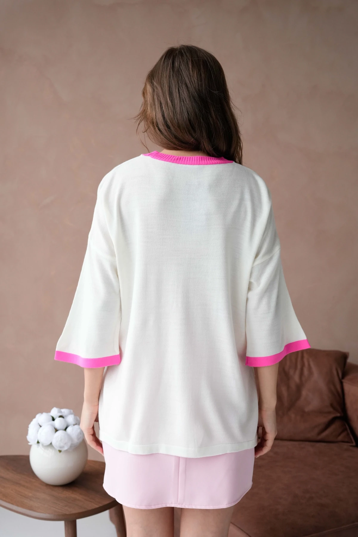 Kadın Bisiklet Yaka Taş İşlemeli Yırtmaçlı Oversize Triko Kazak 10042