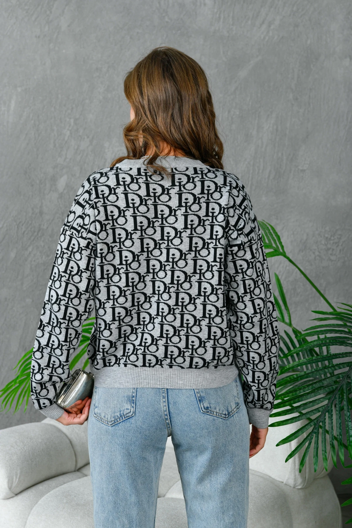 Kadın Bisiklet Yaka Yazı Detaylı Premium İplik Triko Kazak 10395.Crs