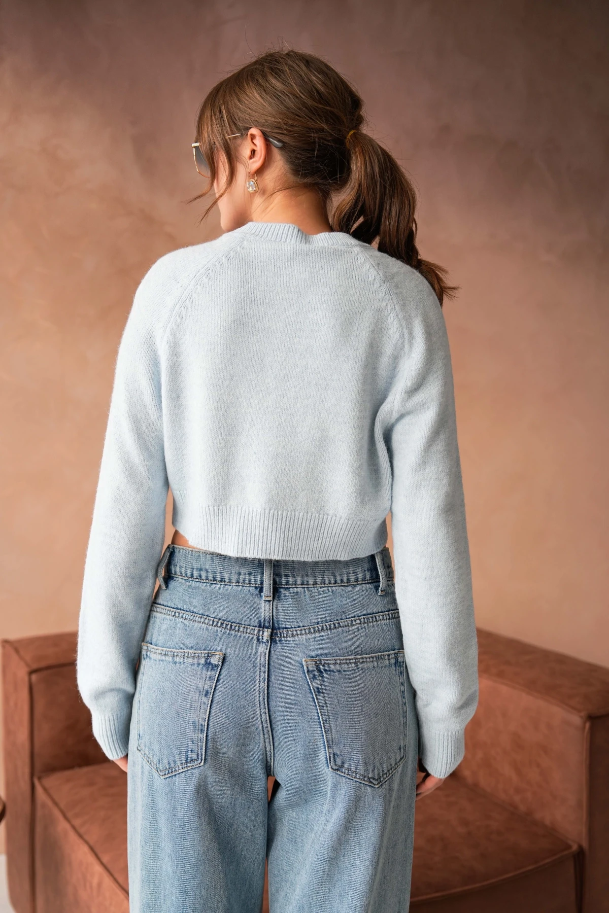 Kadın Bisiklet Yaka Yumuşak Dokulu Crop Triko Kazak 227050