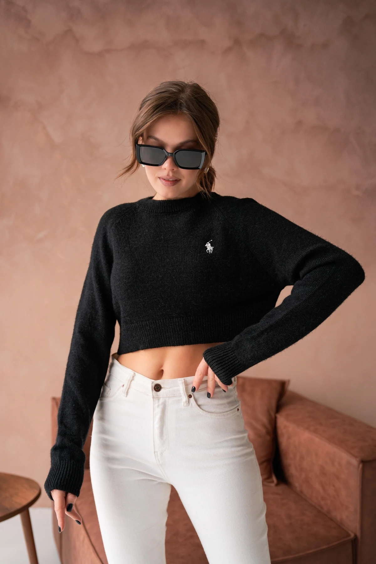 Kadın Bisiklet Yaka Yumuşak Dokulu Crop Triko Kazak 227050