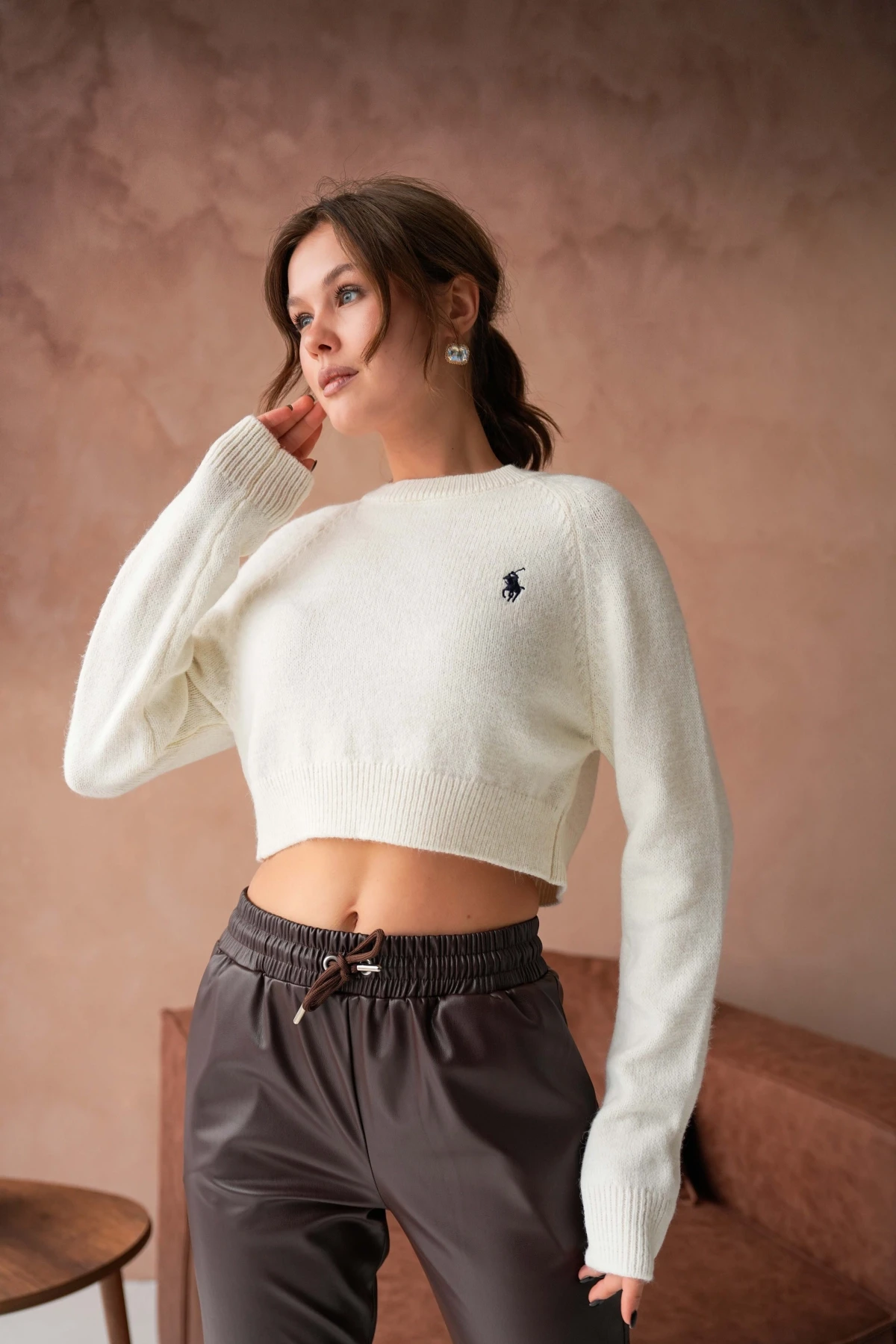 Kadın Bisiklet Yaka Yumuşak Dokulu Crop Triko Kazak 227050