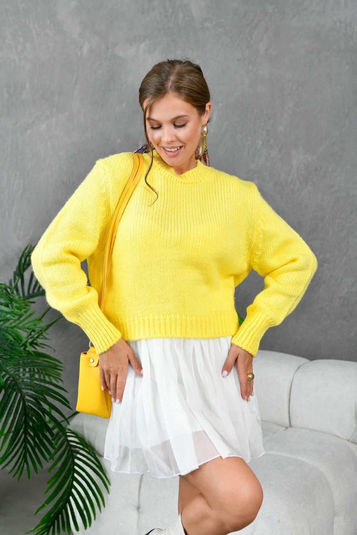 Kadın Bisiklet Yaka Selanik  Örgü Yumuşak Dokulu Triko Kazak 3014