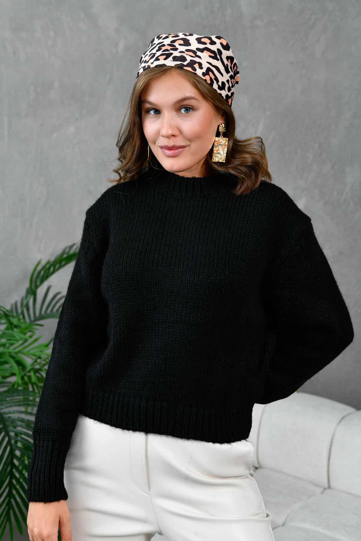 Kadın Bisiklet Yaka Selanik  Örgü Yumuşak Dokulu Triko Kazak 3014