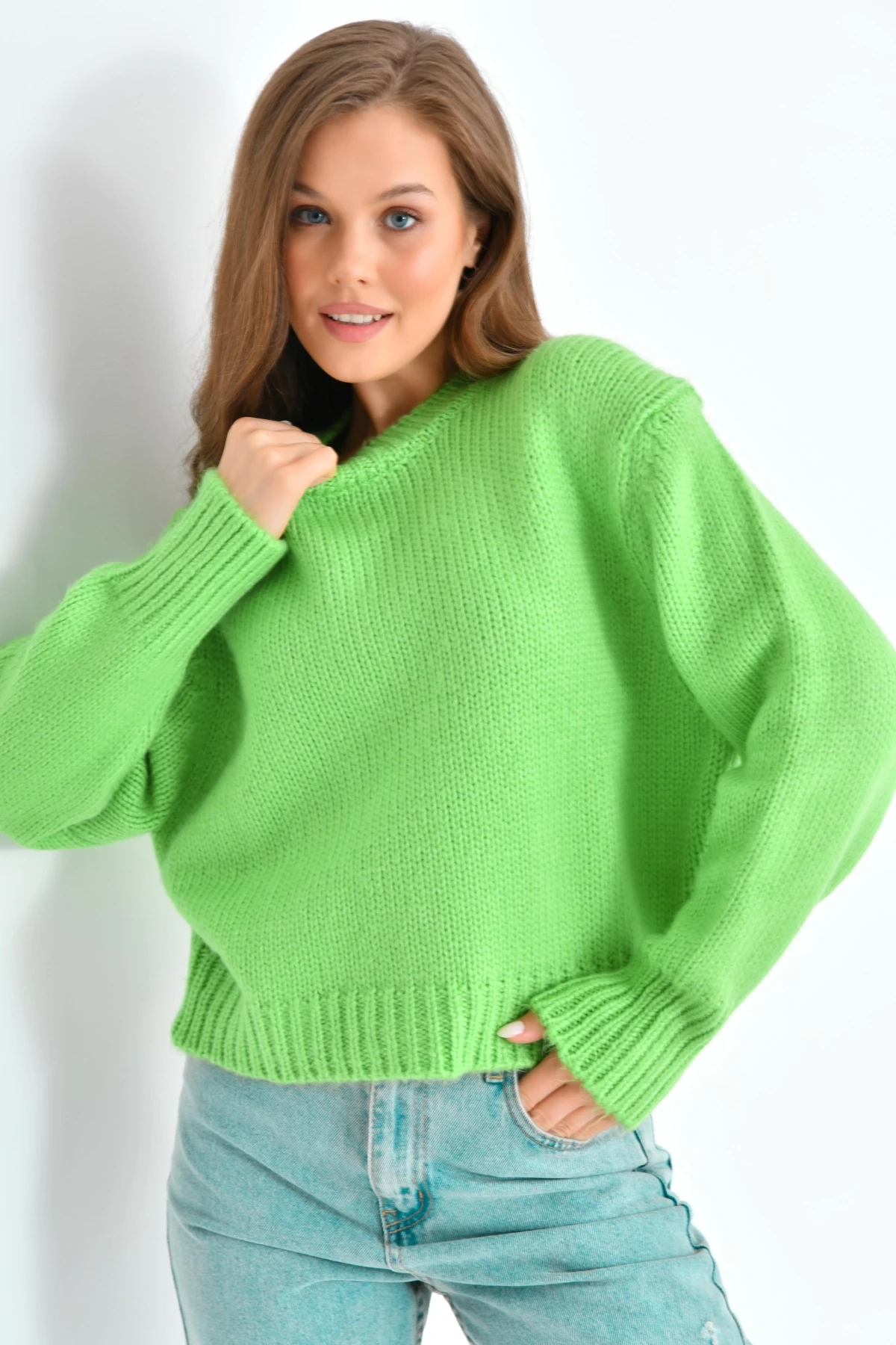 Kadın Bisiklet Yaka Selanik  Örgü Yumuşak Dokulu Triko Kazak 3014