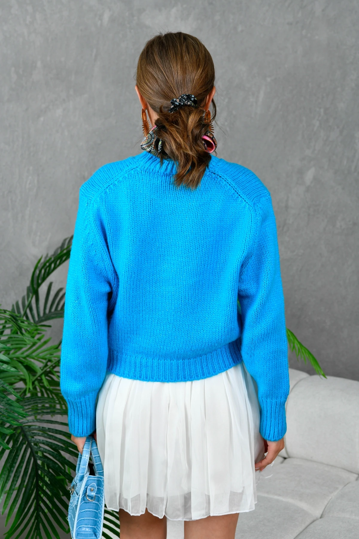 Kadın Bisiklet Yaka Selanik  Örgü Yumuşak Dokulu Triko Kazak 3014