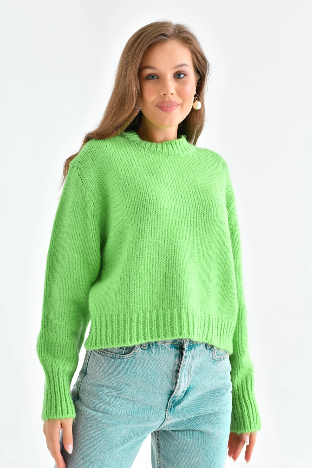 Kadın Bisiklet Yaka Selanik  Örgü Yumuşak Dokulu Triko Kazak 3014