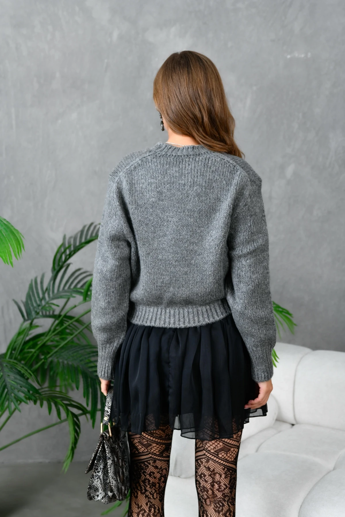 Kadın Bisiklet Yaka Selanik  Örgü Yumuşak Dokulu Triko Kazak 3014