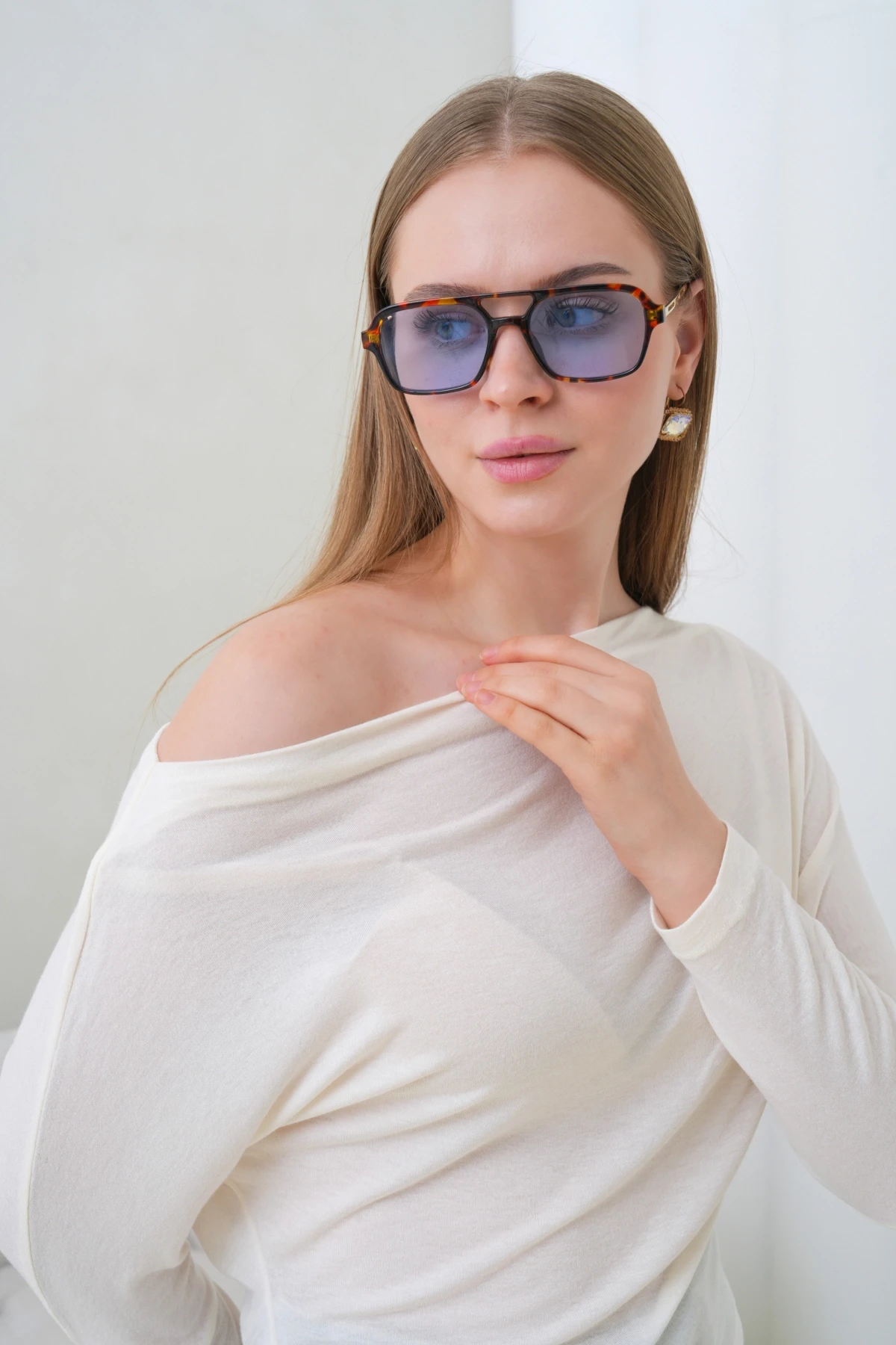 Kadın Kayık Yaka Yarasa Kol Lycralı Penye Bluz 13001