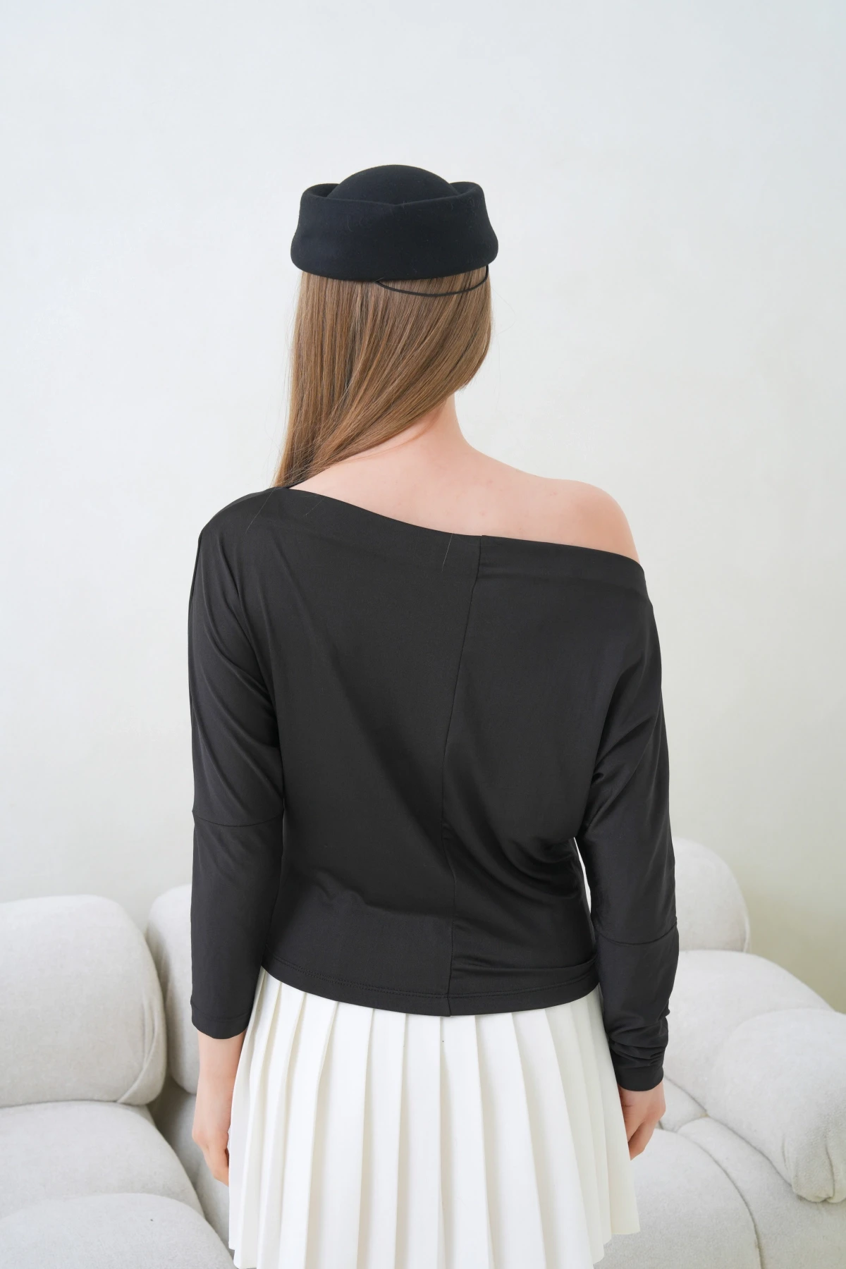 Kadın Kayık Yaka Yarasa Kol Lycralı Penye Bluz 13002