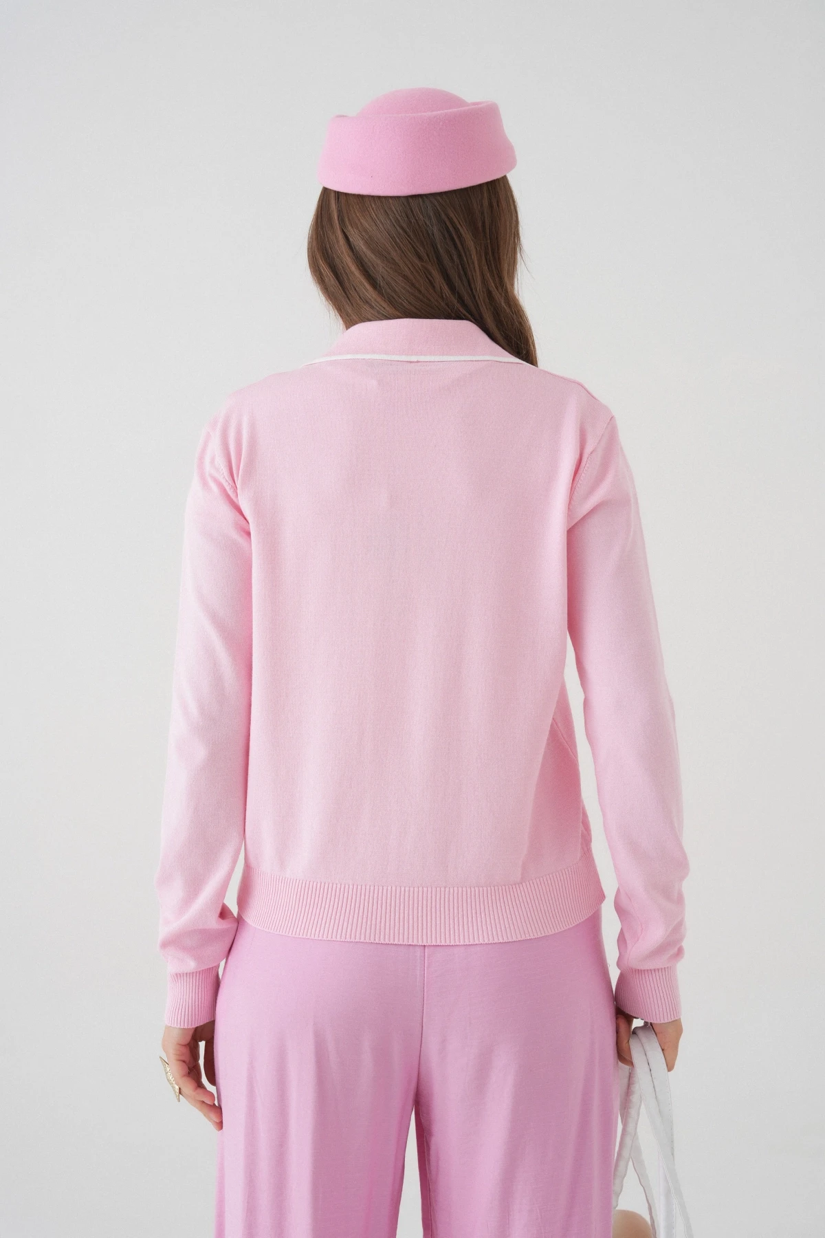 Kadın Polo Düğme Detay Basic Triko Kazak 12338.Vrt