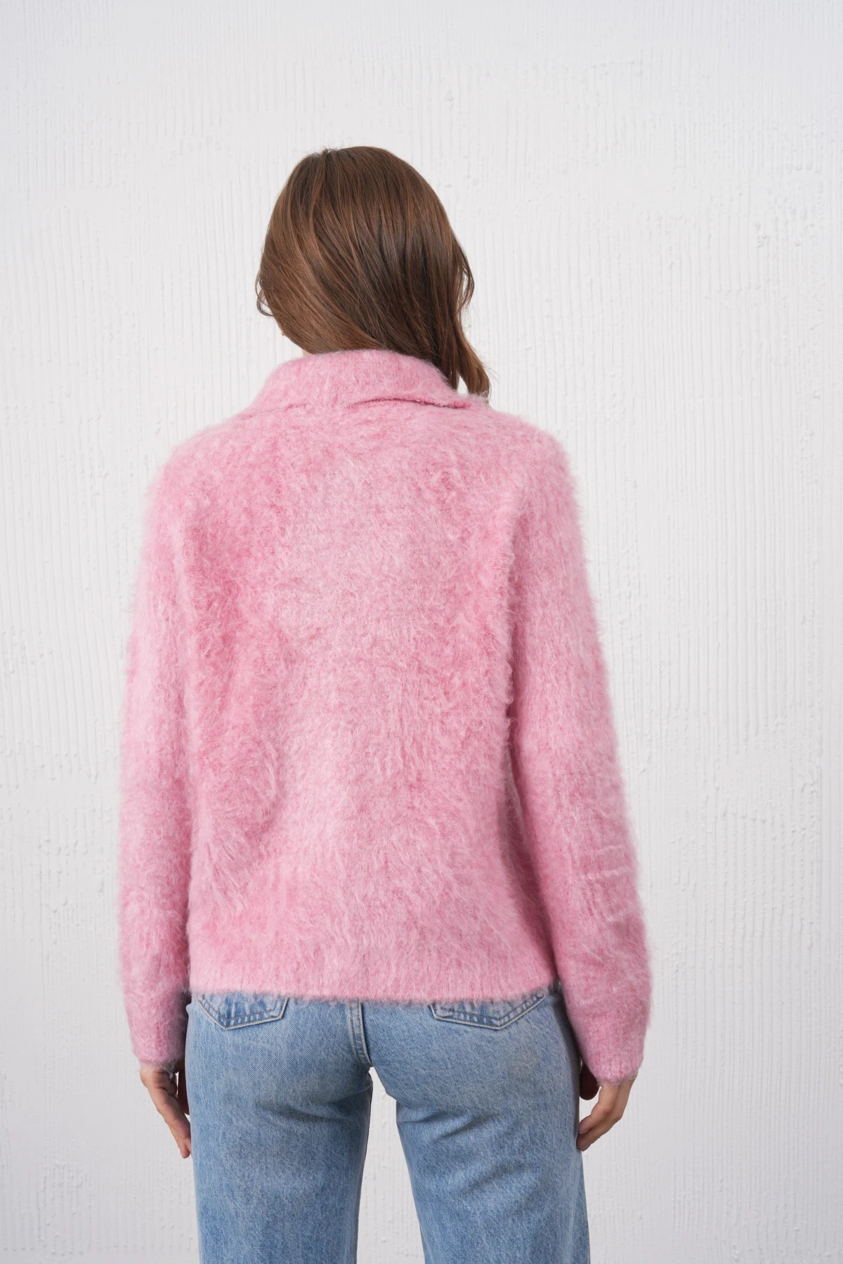 Kadın Polo Yaka Düğme Detay Şardonlu Triko Ceket 8645Sw