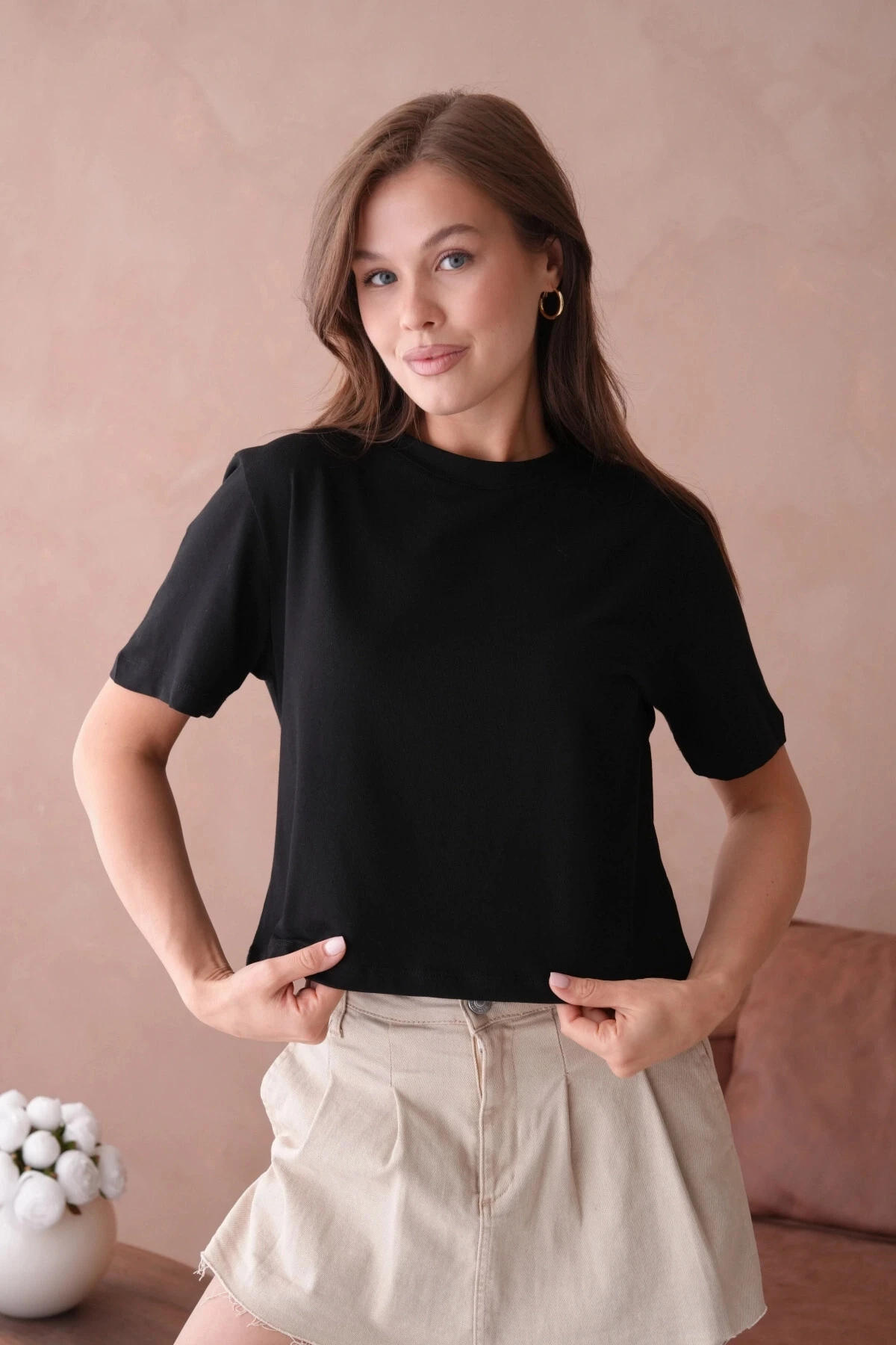 Siyah Kısa Kol Basic T-Shirt