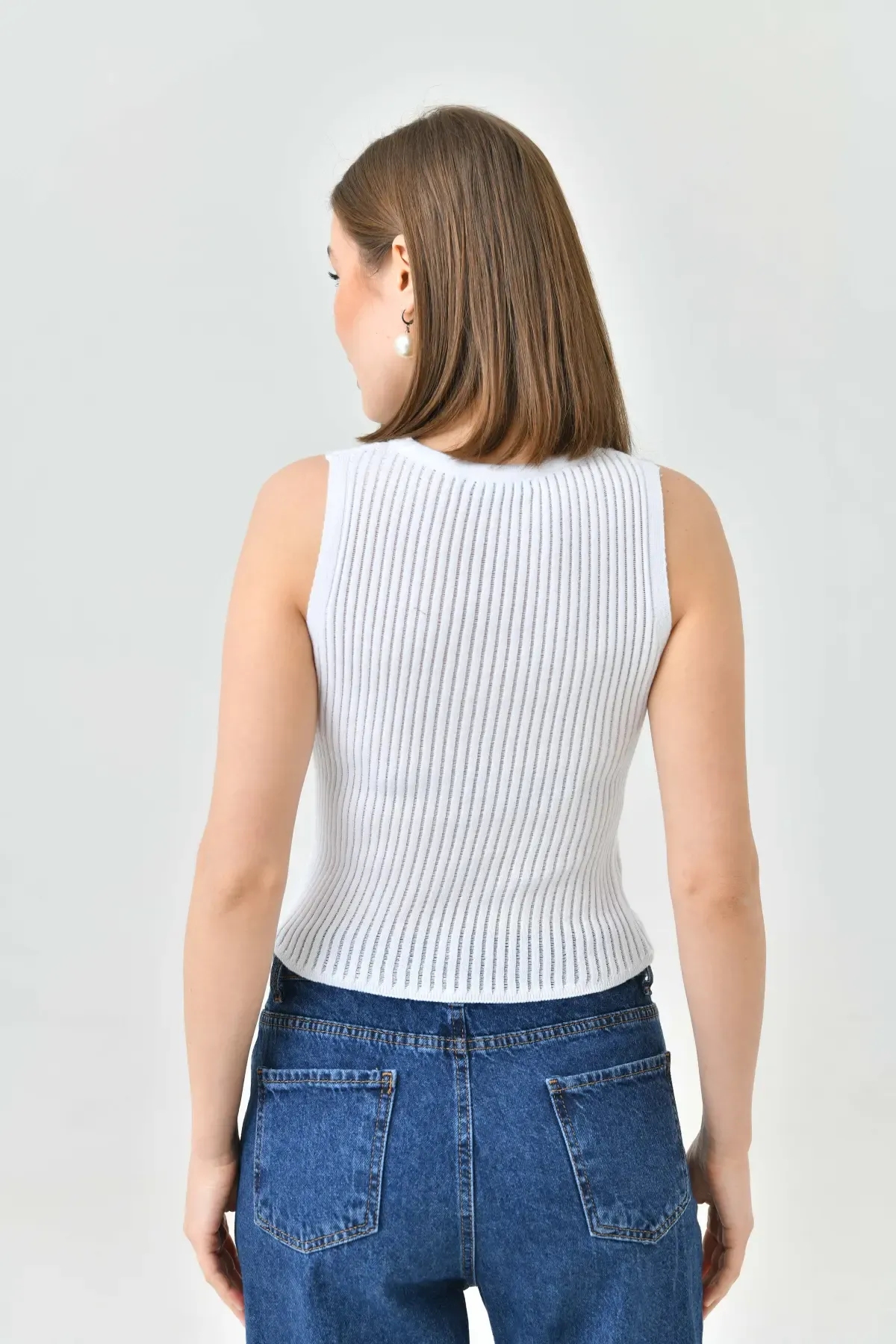 Kadın %100 Pamuk Bisiklet Yaka Kaşkorse Body Bluz 10712 Ctn