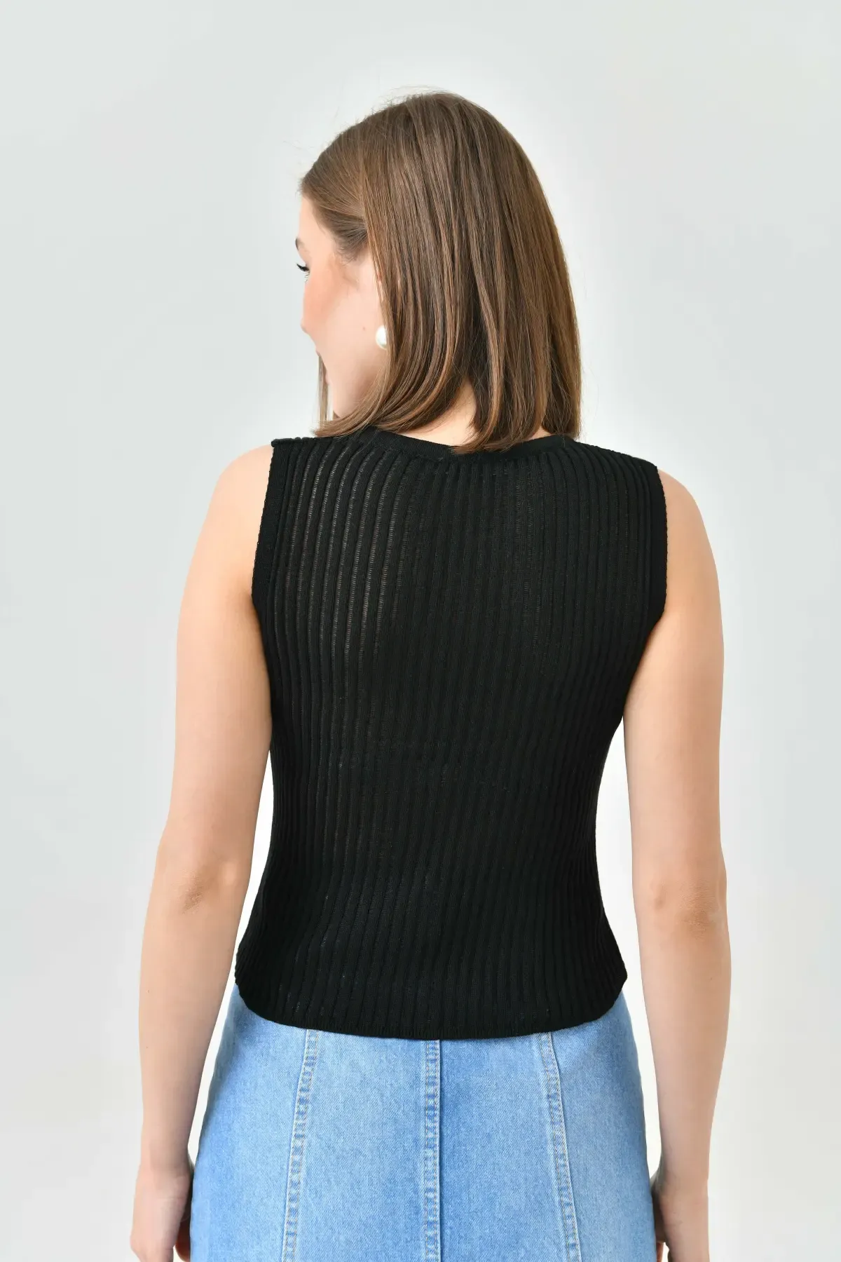 Kadın %100 Pamuk Bisiklet Yaka Kaşkorse Body Bluz 10712 Ctn