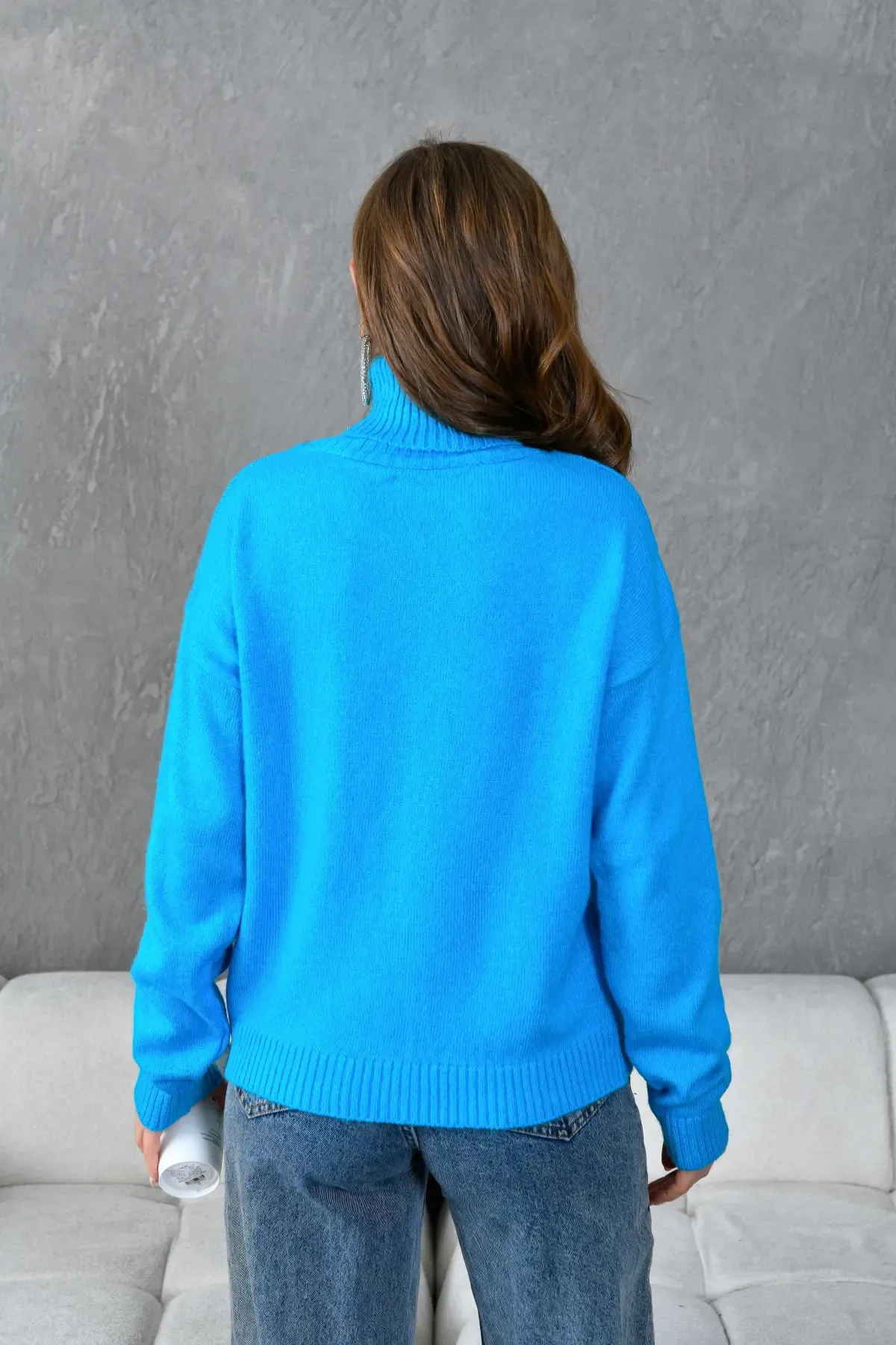 Kadın Balıçı Yaka Yumuşak Dokulu Basic Trko Kazak 227114Sw