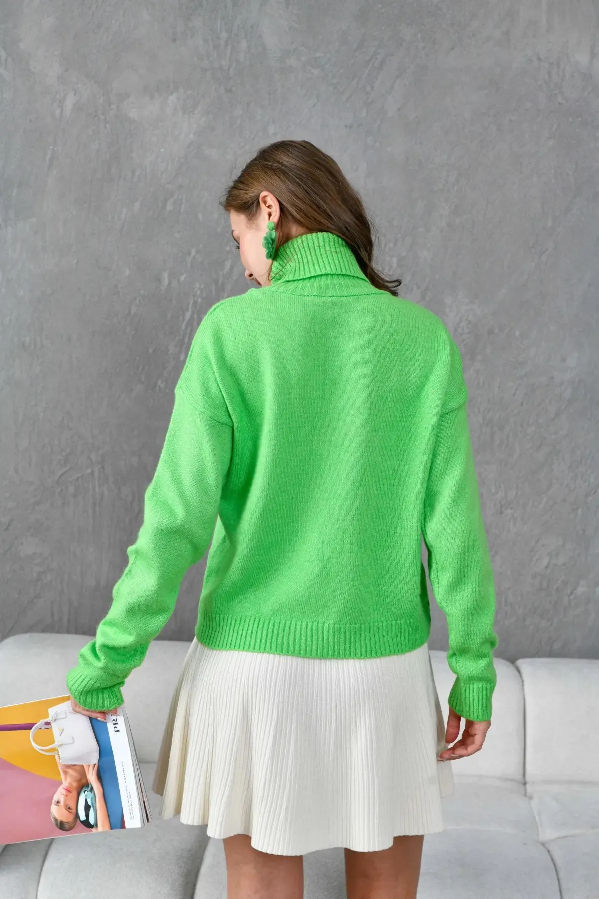 Kadın Balıçı Yaka Yumuşak Dokulu Basic Trko Kazak 227114Sw