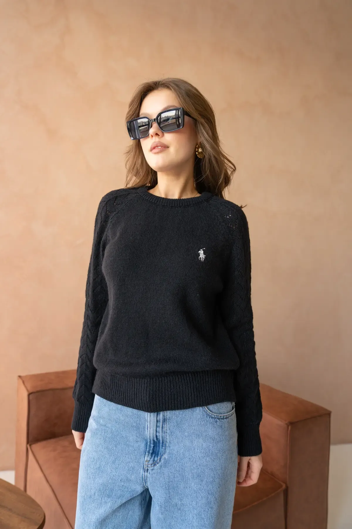 Kadın Bisiklet Yaka Ajurlu Yumuşak Dokulu Triko Kazak 8430Sw