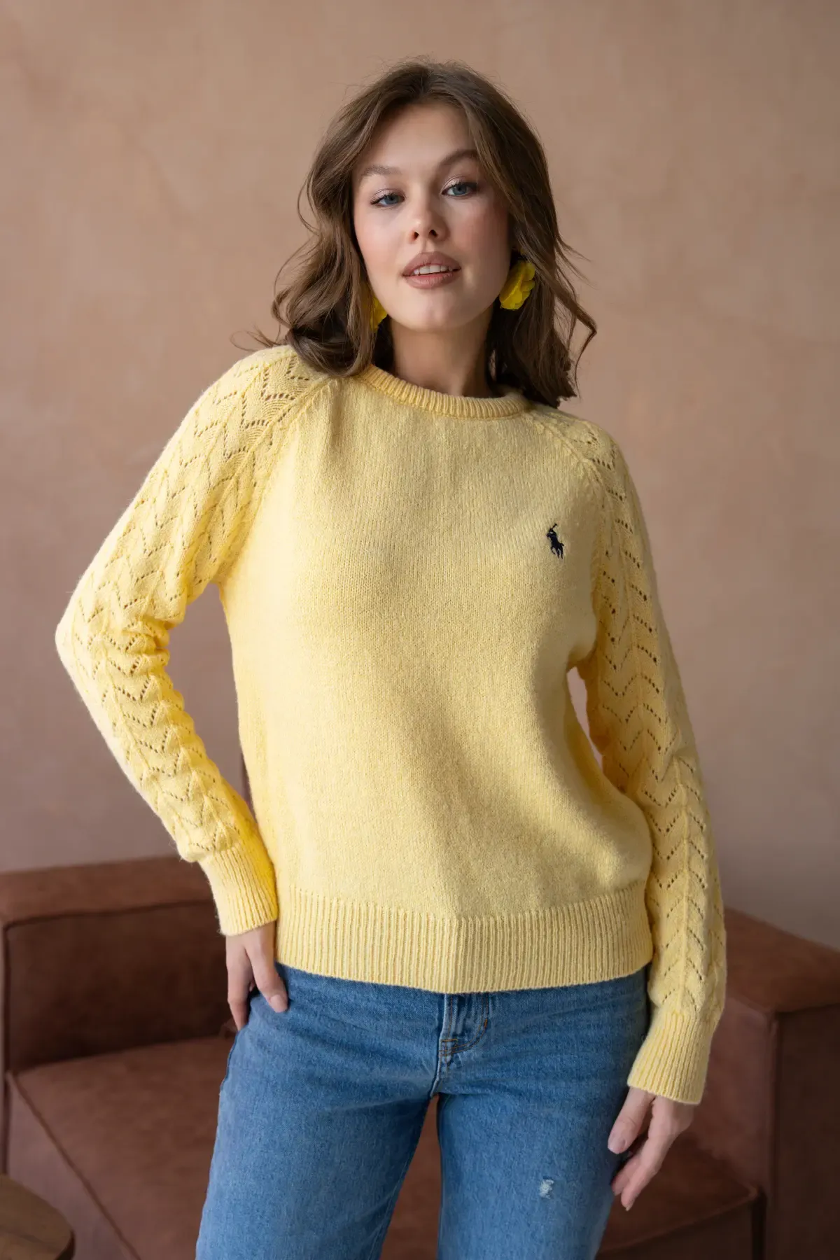 Kadın Bisiklet Yaka Ajurlu Yumuşak Dokulu Triko Kazak 8430Sw