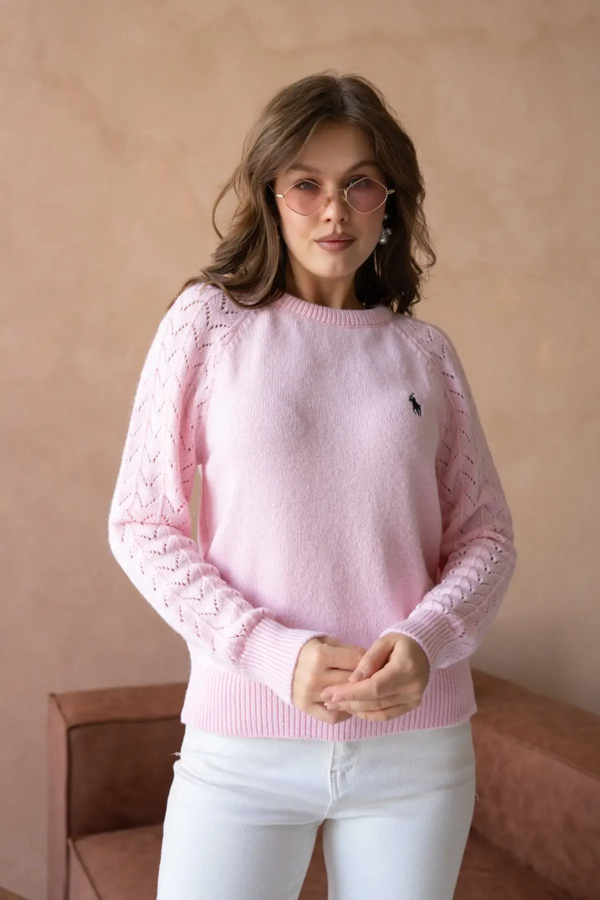 Kadın Bisiklet Yaka Ajurlu Yumuşak Dokulu Triko Kazak 8430Sw