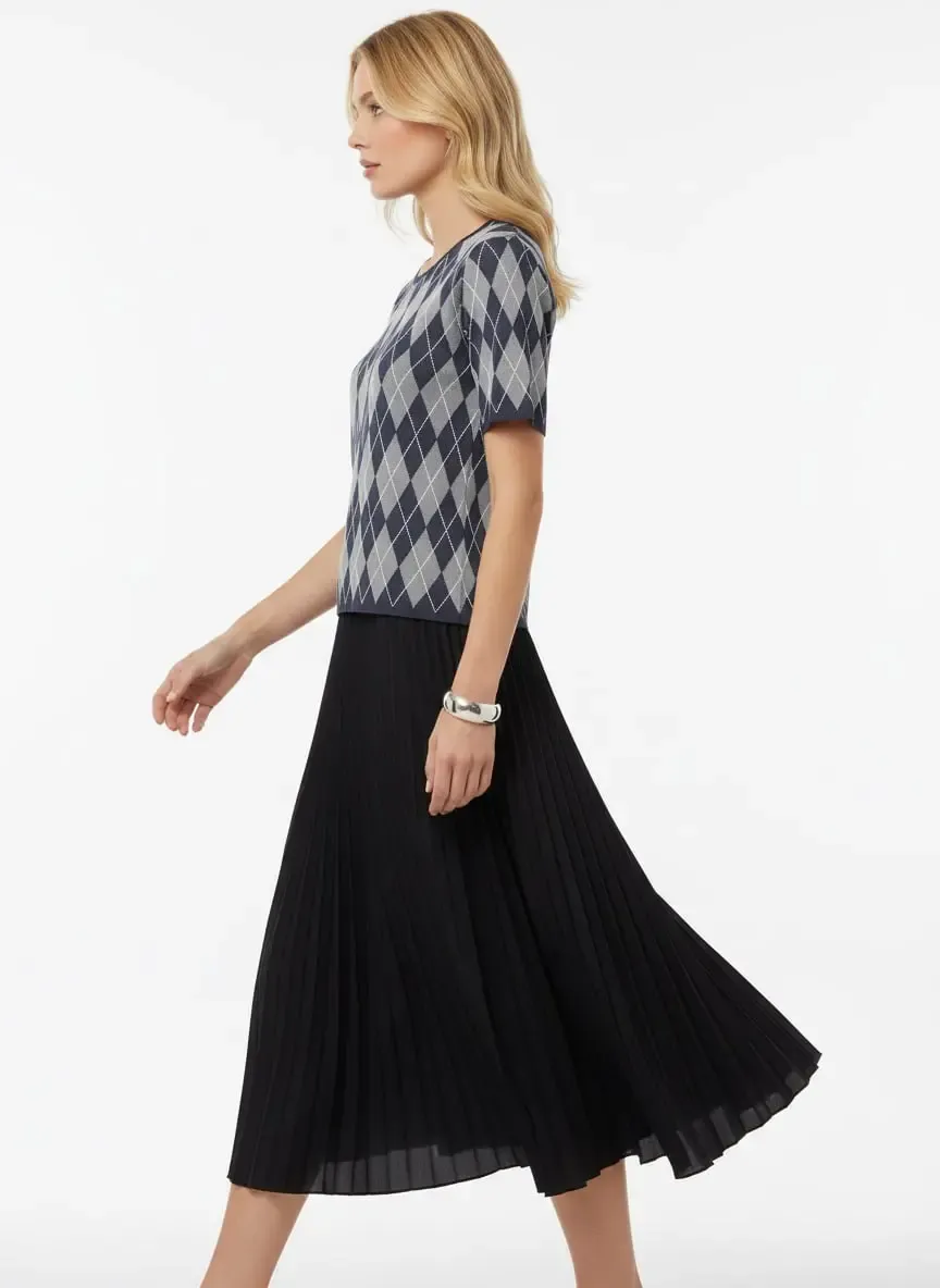 Kadın Bisiklet Yaka Baklava Desen Triko Kazak 12419.Vrt