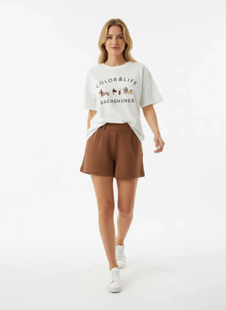 Kadın Bisiklet Yaka Nakış Detay Salaş Penye Bluz 26011