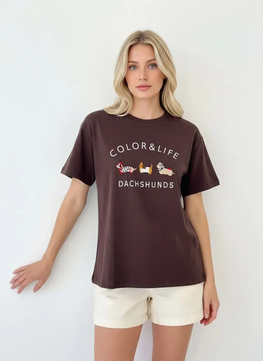 Kadın Bisiklet Yaka Nakış Detay Salaş Penye Bluz 26011