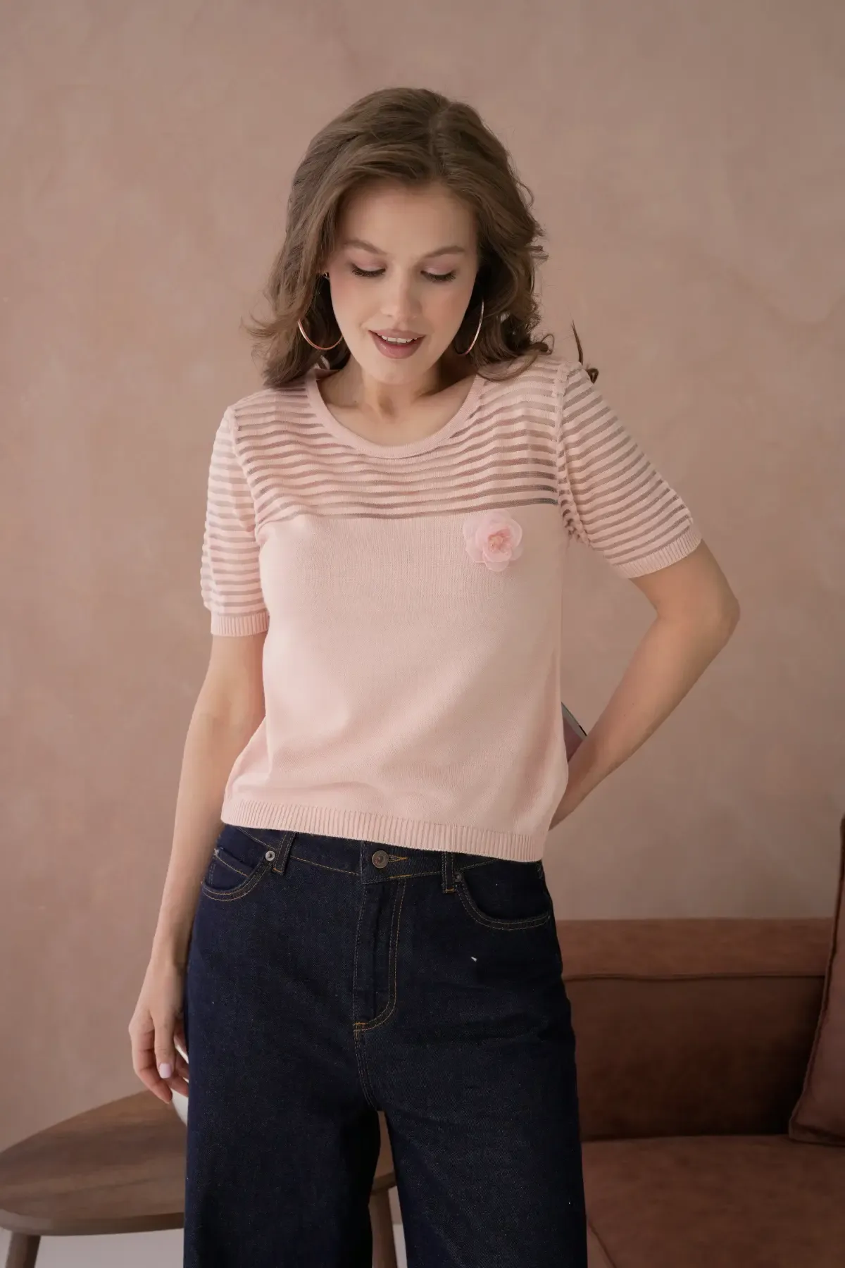 Kadın Bisiklet Yaka Örgü Detay Triko Kazak 10743