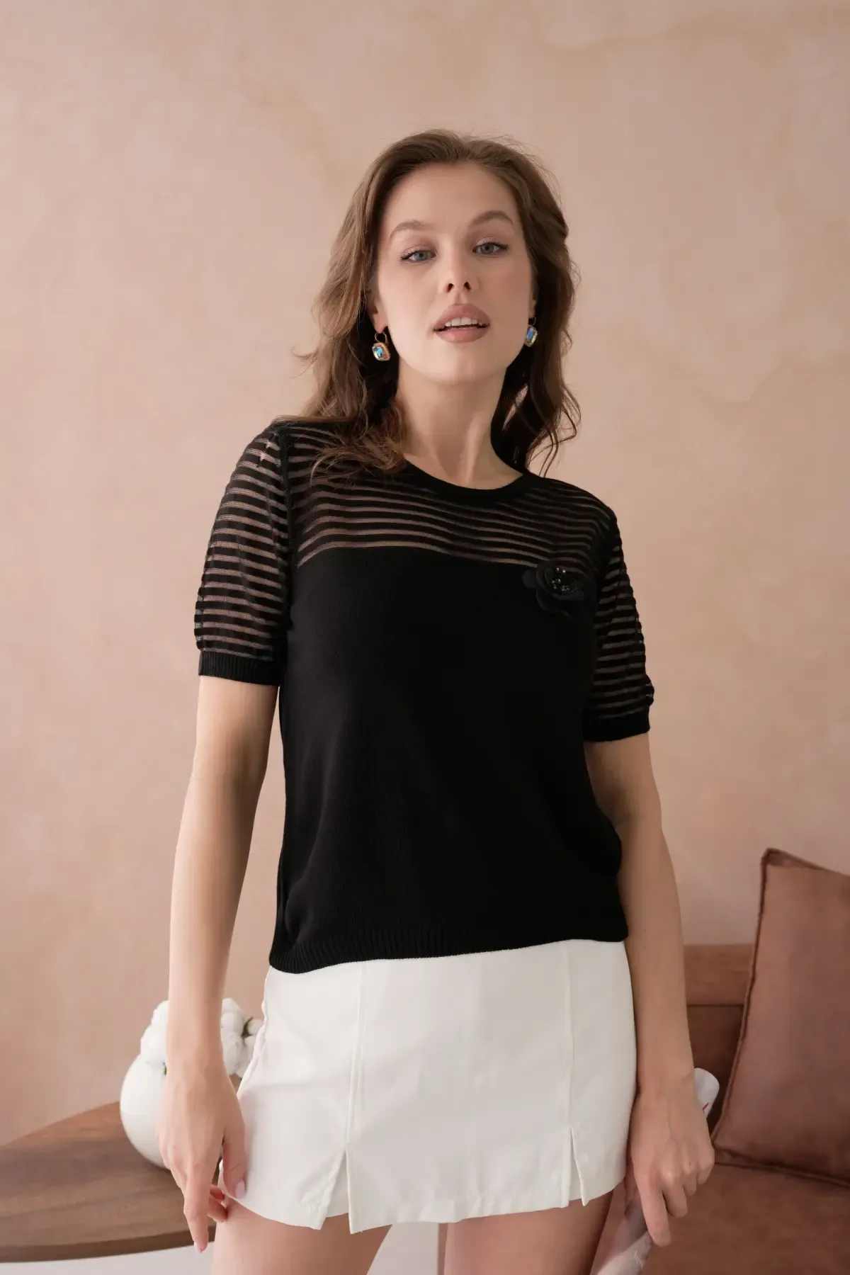 Kadın Bisiklet Yaka Örgü Detay Triko Kazak 10743