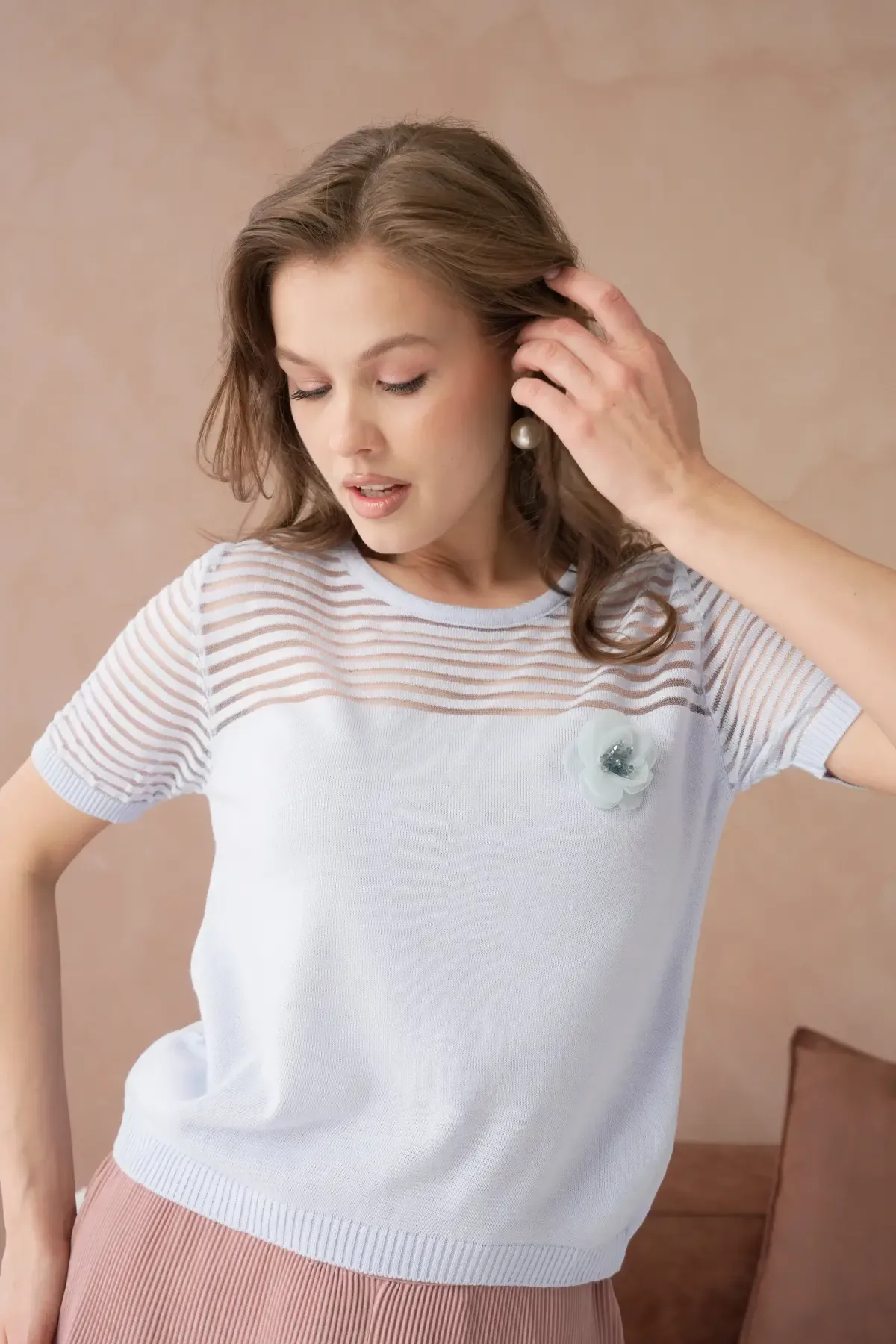 Kadın Bisiklet Yaka Örgü Detay Triko Kazak 10743