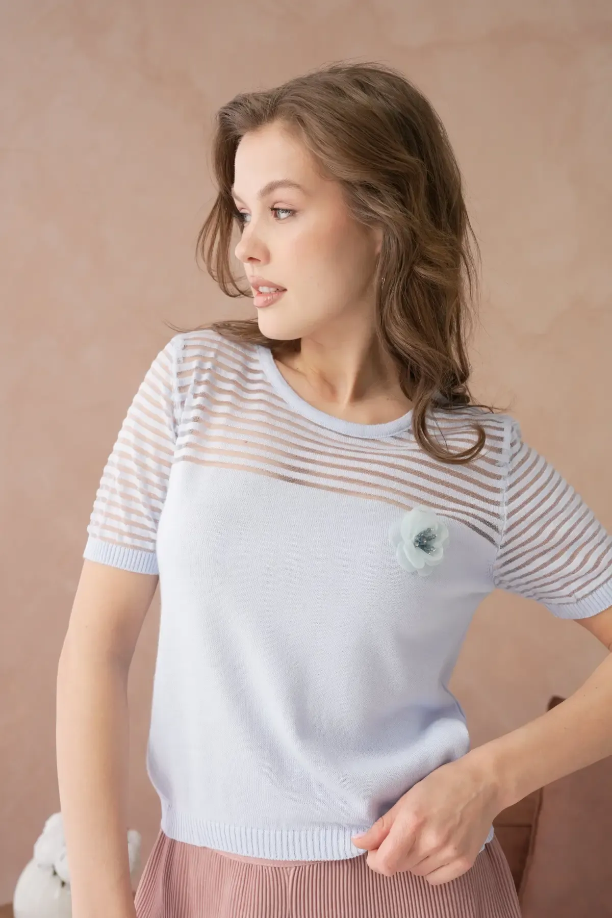 Kadın Bisiklet Yaka Örgü Detay Triko Kazak 10743