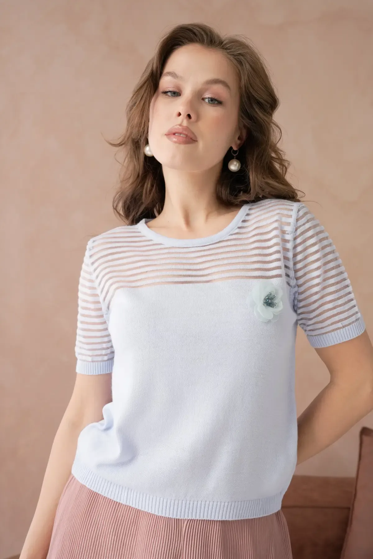 Kadın Bisiklet Yaka Örgü Detay Triko Kazak 10743