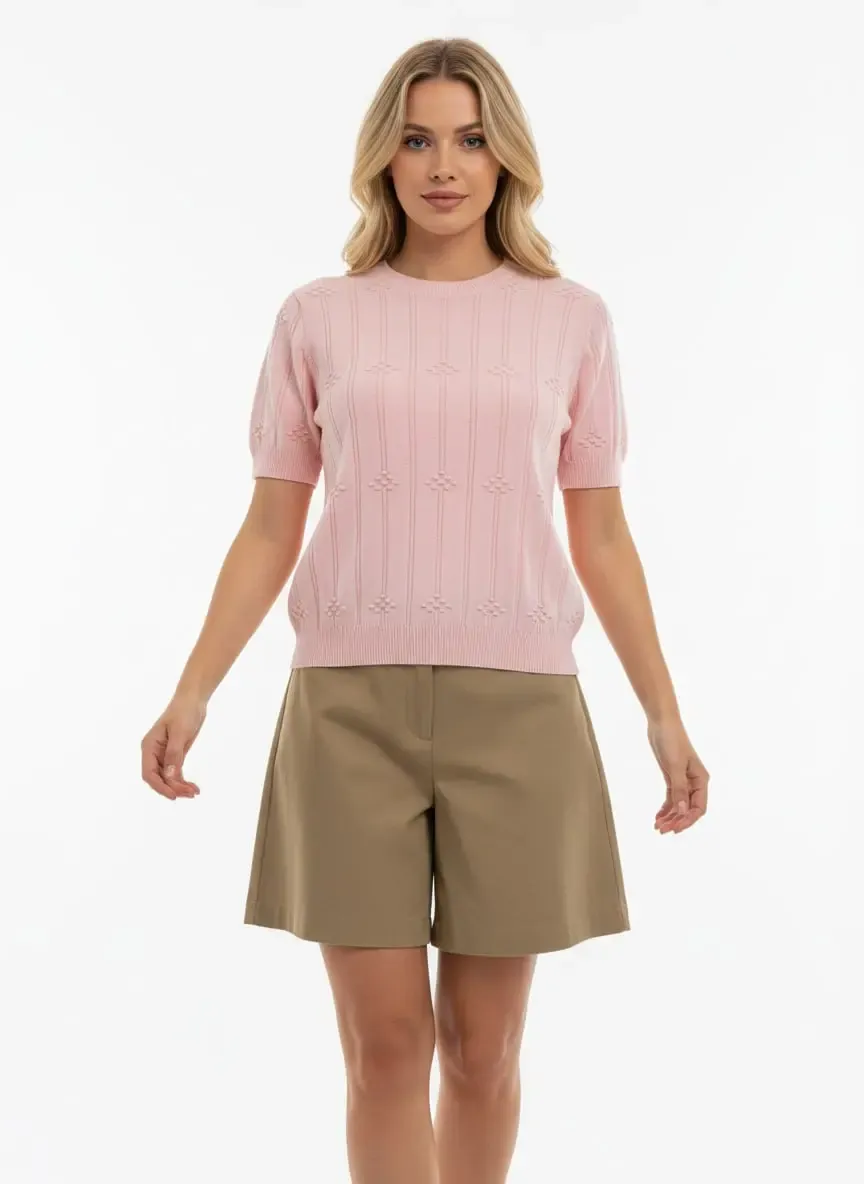 Kadın Bisiklet Yaka Örgü Detay Basic Triko Kazak 12464