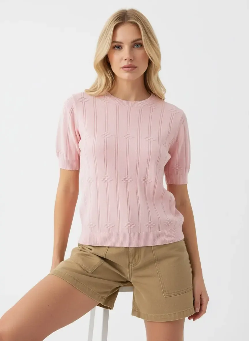 Kadın Bisiklet Yaka Örgü Detay Basic Triko Kazak 12464