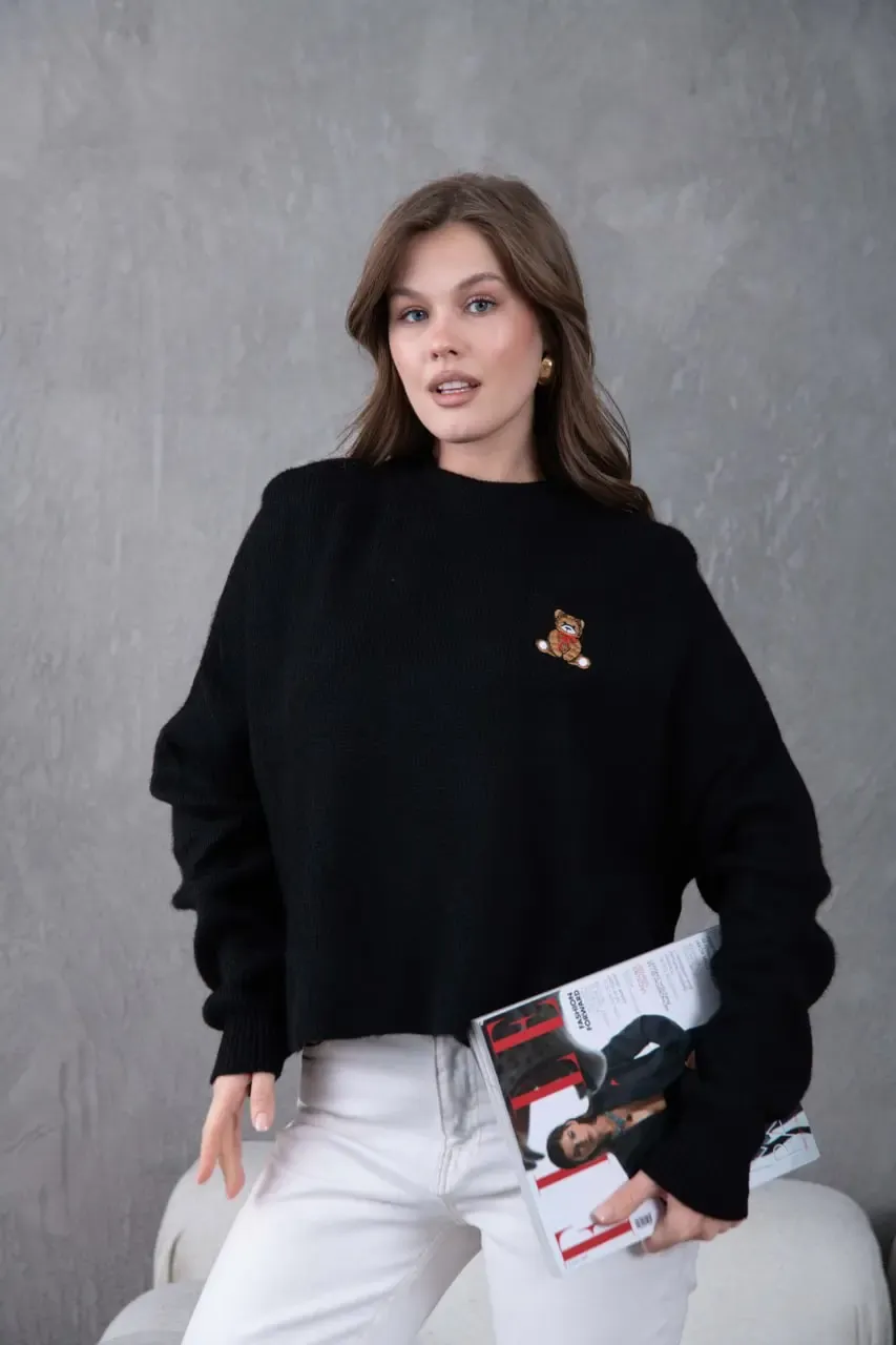 Kadın Bisiklet Yaka Oversize Triko Kazak 227045Sw