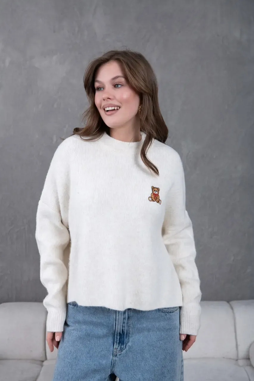 Kadın Bisiklet Yaka Oversize Triko Kazak 227045Sw