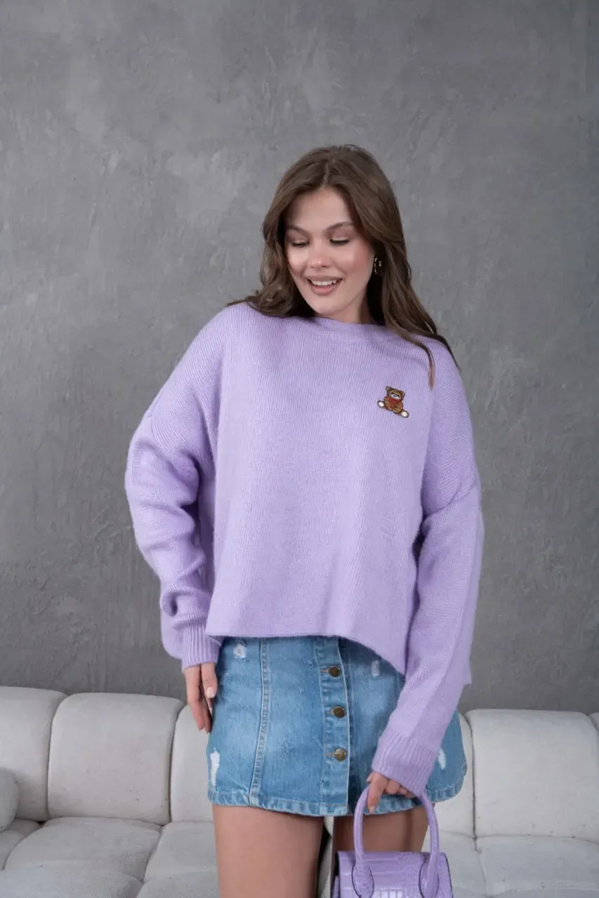 Kadın Bisiklet Yaka Oversize Triko Kazak 227045Sw